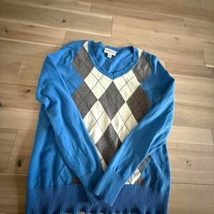 St. John's Bay blue argyle sweater Size M